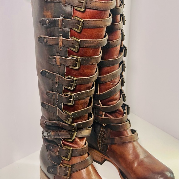 Freebird Boots - Rylan - Cognac Multi - Size 8 - Tall Lace Up Leather Boots - Picture 3 of 16